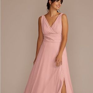 David’s Bridal Surplice Tank Long Bridesmaids Dress in Ballet